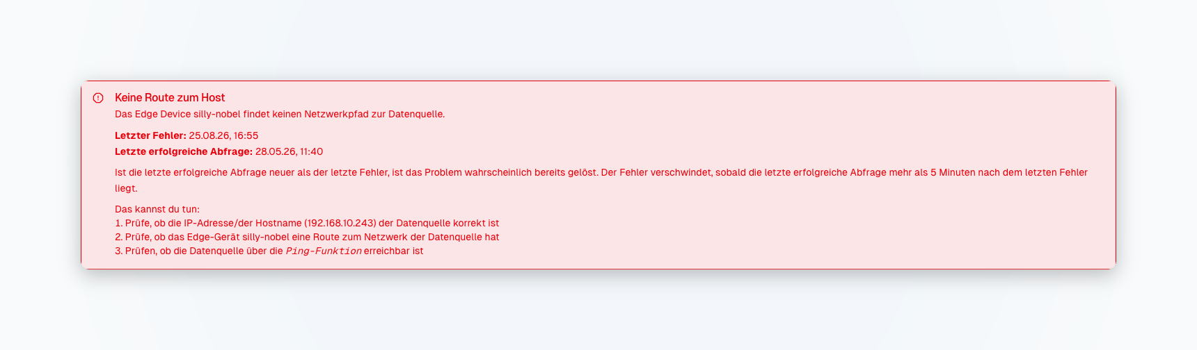 Eindeutige Zeitstempel im Datenquellen-Status