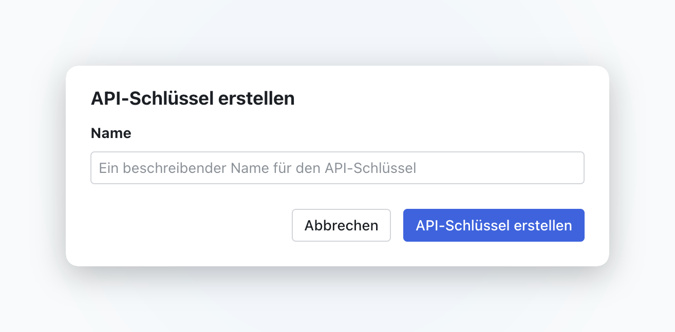 API-Schlüssel-erstellen-Dialog