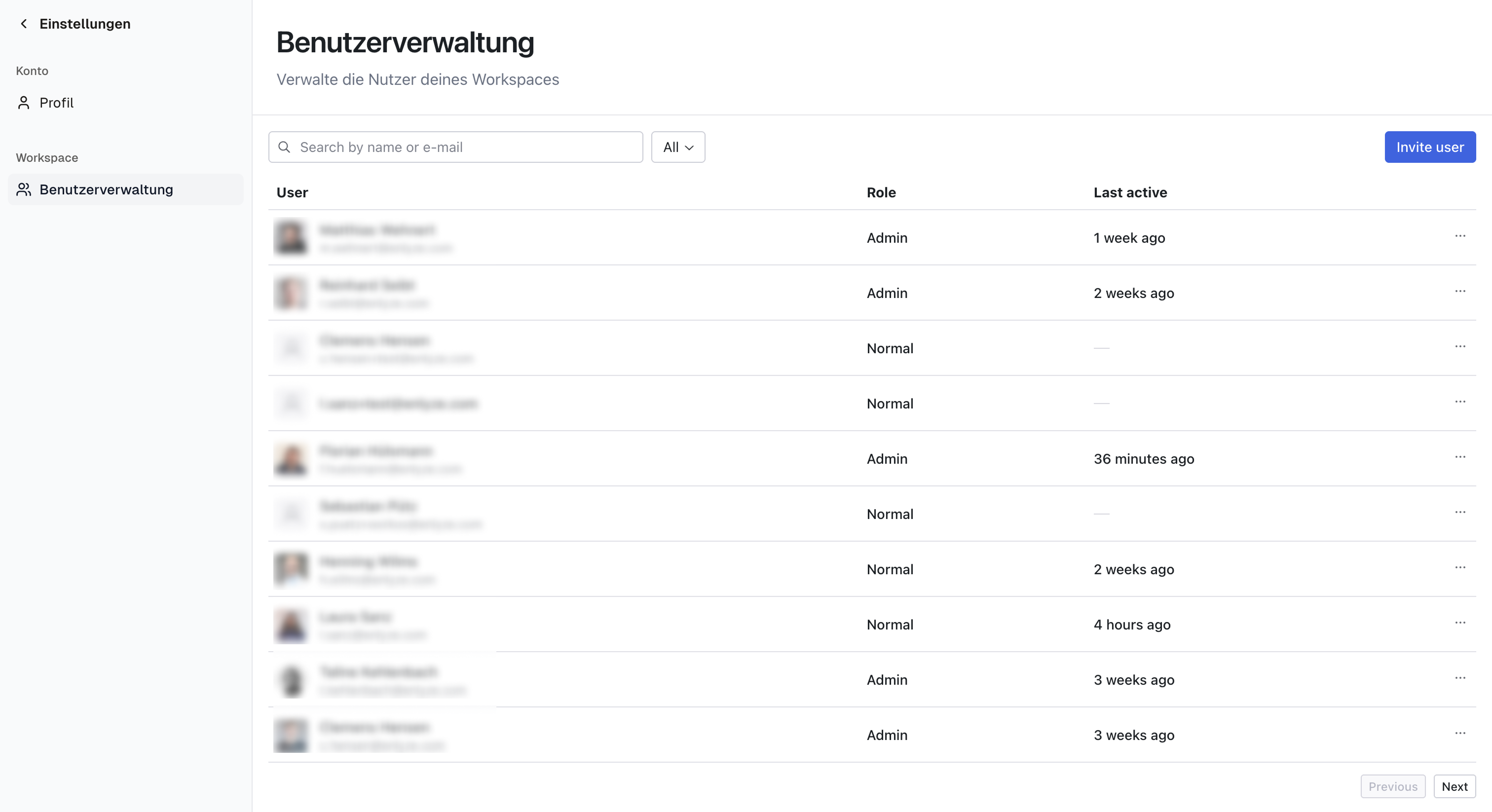 Nutzerverwaltung in den ENLYZE-Einstellungen